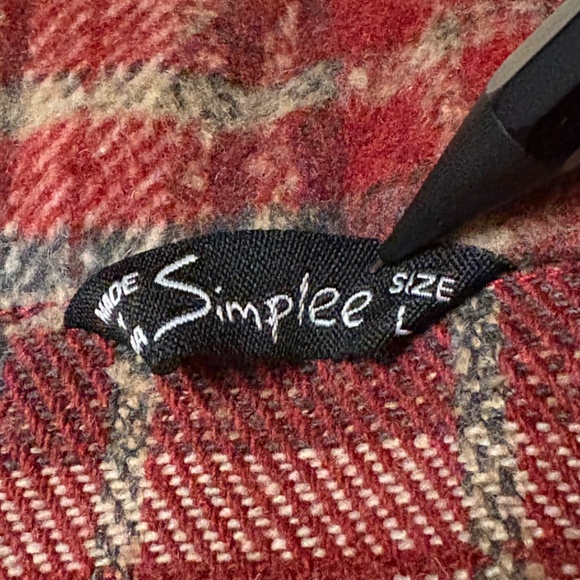 Simplee Women's Cropped Flannel Plaid Shacked Wool Blend Jacket Coat size large - Picture 5 of 8